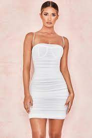 House of CB White Ruched Organza Mesh Mini