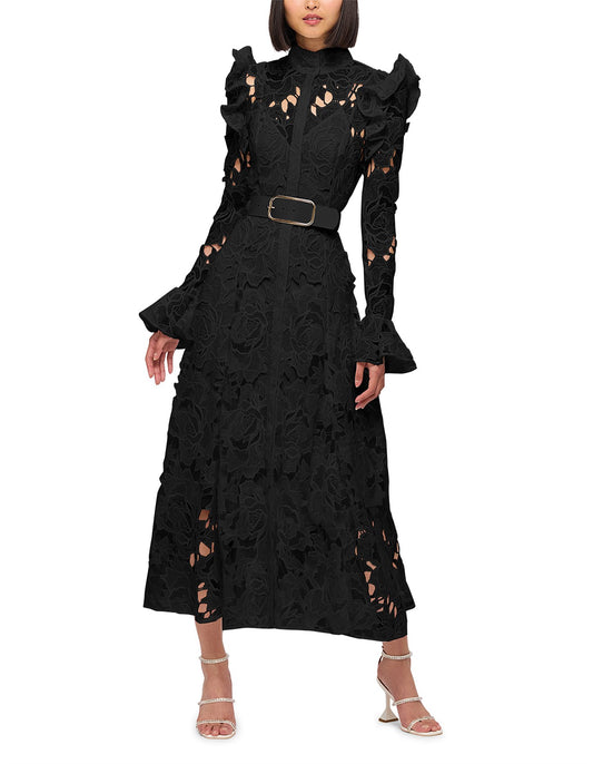 Leo Lin Aliyah Lace Butterfly Sleeve Midi Dress